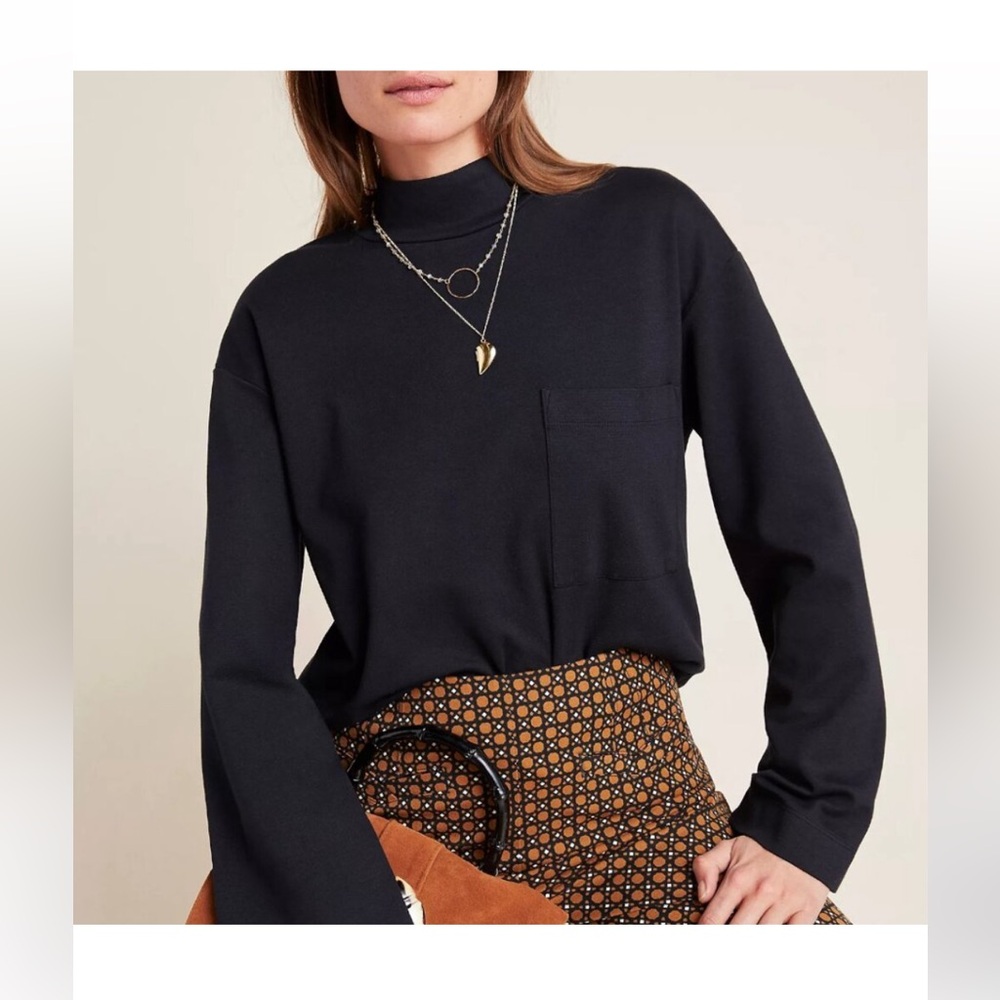 Stateside Anthropologie oversized long sleeve pocket T shirt in black